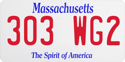 MA license plate 303WG2