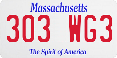 MA license plate 303WG3