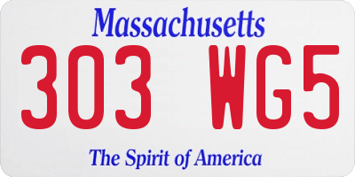 MA license plate 303WG5