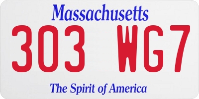 MA license plate 303WG7