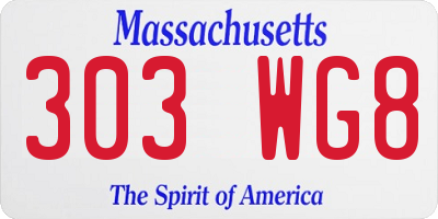 MA license plate 303WG8