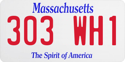 MA license plate 303WH1