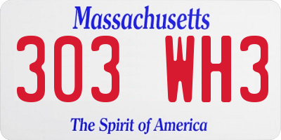 MA license plate 303WH3