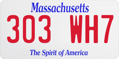 MA license plate 303WH7