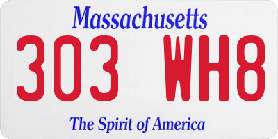 MA license plate 303WH8