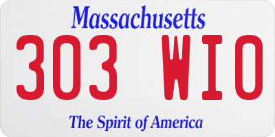 MA license plate 303WI0
