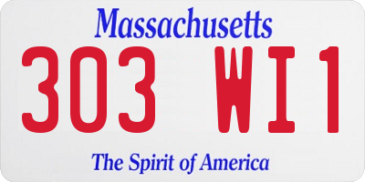 MA license plate 303WI1