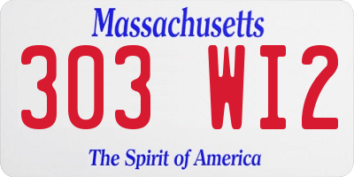 MA license plate 303WI2
