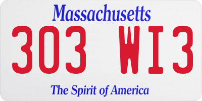 MA license plate 303WI3