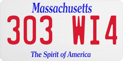 MA license plate 303WI4