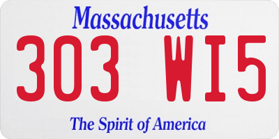 MA license plate 303WI5