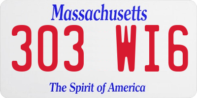 MA license plate 303WI6