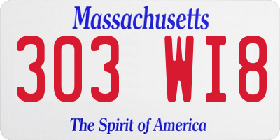 MA license plate 303WI8