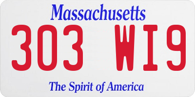 MA license plate 303WI9