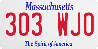 MA license plate 303WJ0