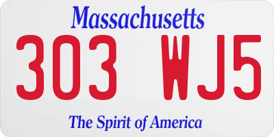 MA license plate 303WJ5
