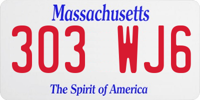 MA license plate 303WJ6