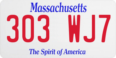 MA license plate 303WJ7