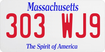 MA license plate 303WJ9