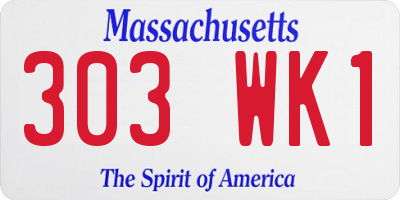 MA license plate 303WK1