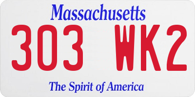 MA license plate 303WK2