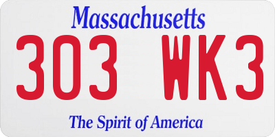 MA license plate 303WK3