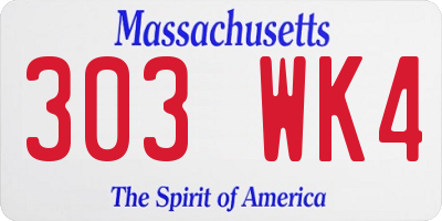 MA license plate 303WK4