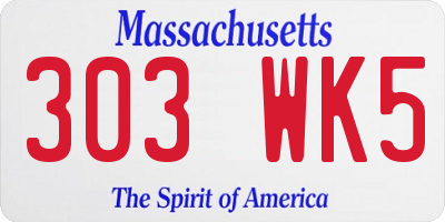 MA license plate 303WK5