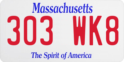 MA license plate 303WK8