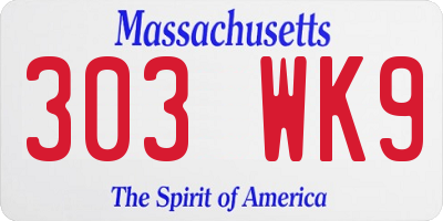 MA license plate 303WK9