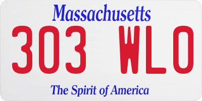 MA license plate 303WL0