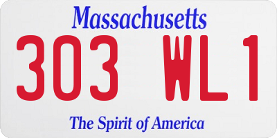 MA license plate 303WL1