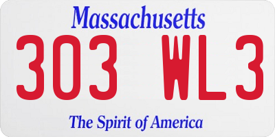 MA license plate 303WL3