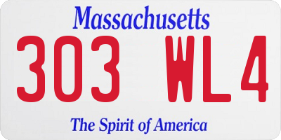 MA license plate 303WL4