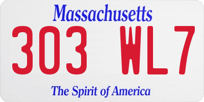 MA license plate 303WL7