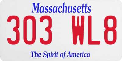 MA license plate 303WL8