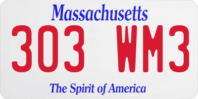 MA license plate 303WM3