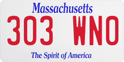 MA license plate 303WN0