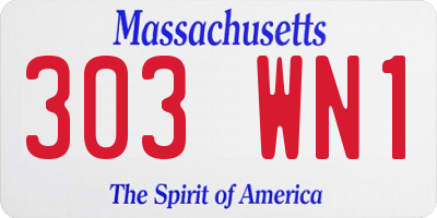 MA license plate 303WN1
