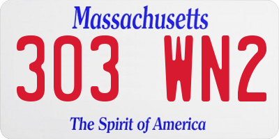 MA license plate 303WN2