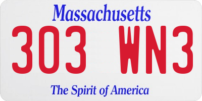 MA license plate 303WN3