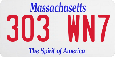 MA license plate 303WN7