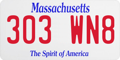 MA license plate 303WN8