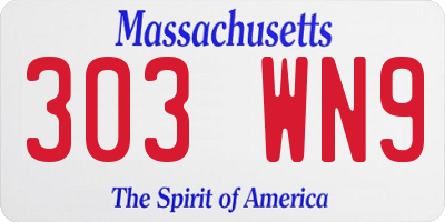 MA license plate 303WN9