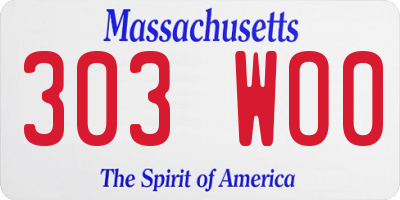 MA license plate 303WO0