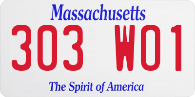 MA license plate 303WO1