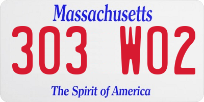 MA license plate 303WO2
