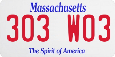 MA license plate 303WO3