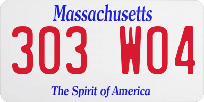 MA license plate 303WO4