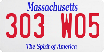 MA license plate 303WO5